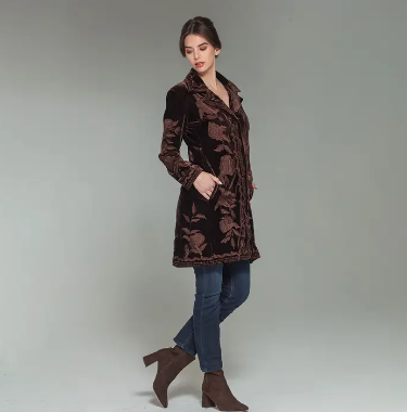 Dreamy Mocha Embroidered Velvet Coat