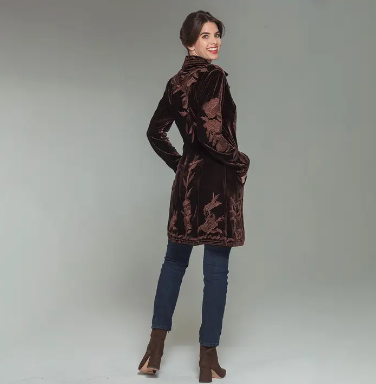 Dreamy Mocha Embroidered Velvet Coat