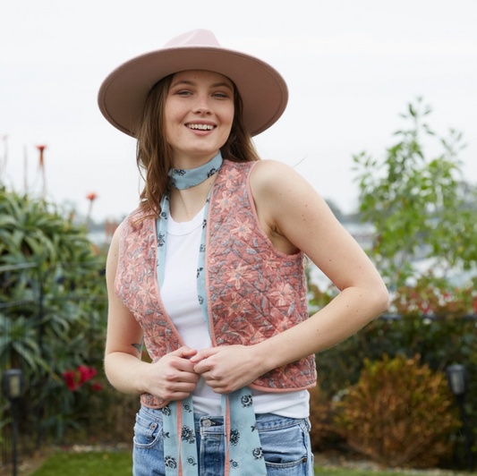 Hand Printed Reversible Floral Vest