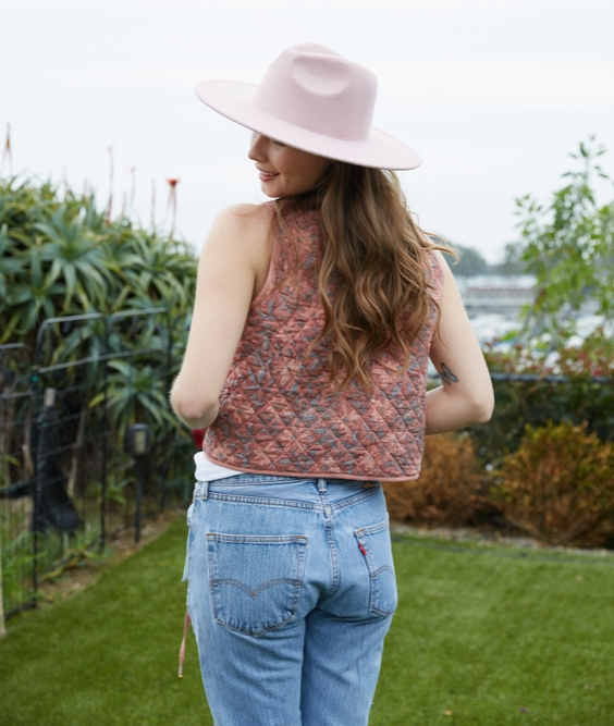 Hand Printed Reversible Floral Vest