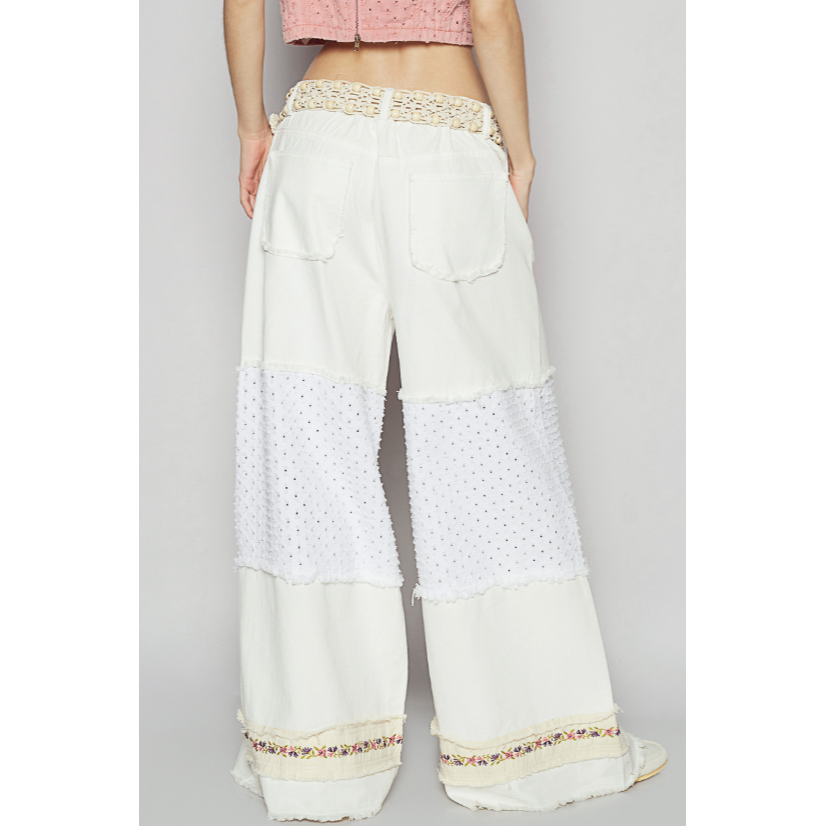 Wide Leg Floral Patch Jeans