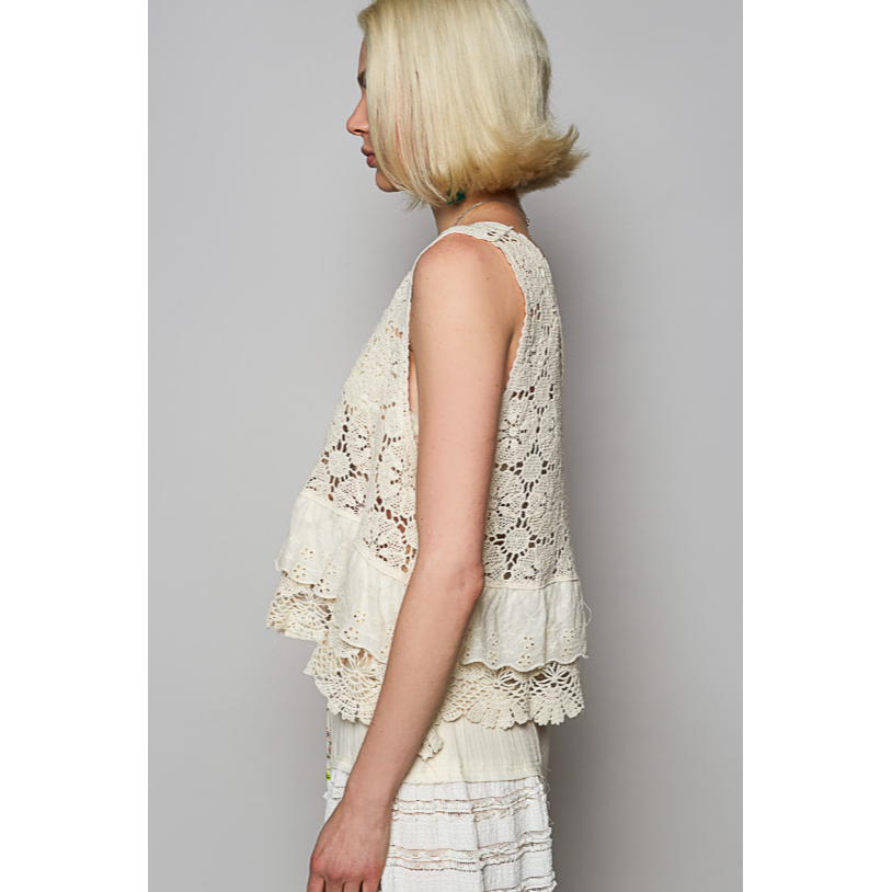 Say No More Crochet Eyelet Top