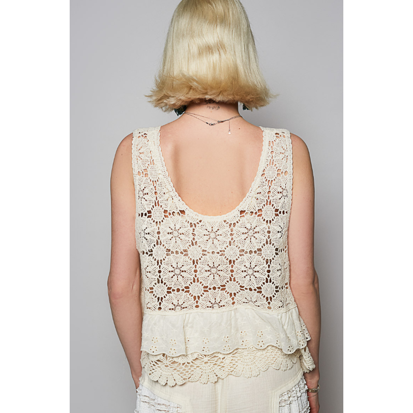Say No More Crochet Eyelet Top