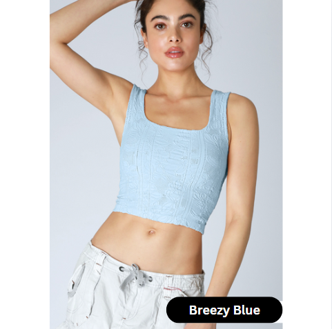 Double Lace Square Neck Crop Top