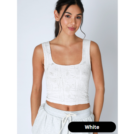 Double Lace Square Neck Crop Top