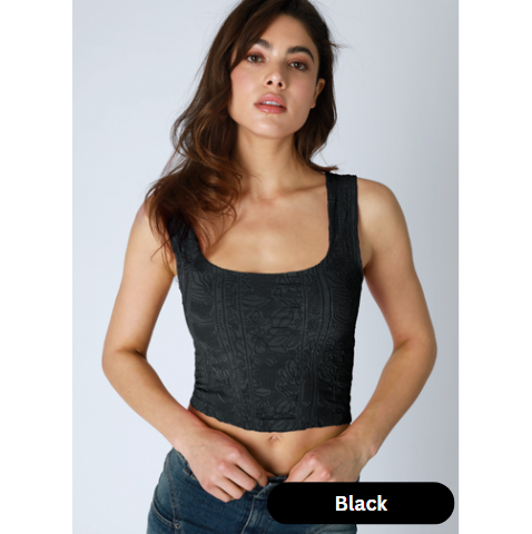 Double Lace Square Neck Crop Top