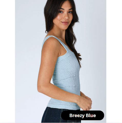 Textured Square Neck Tank Top