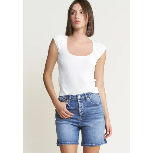 Mica Dark Wash Mid Length Shorts