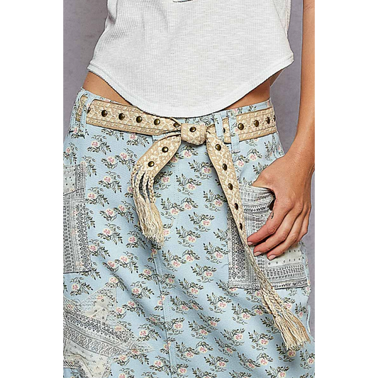 Studded Self Tie Belt