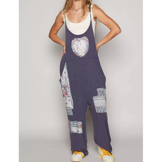 *Pol Doorbuster* Ribbed Patchwork Jumpsuit