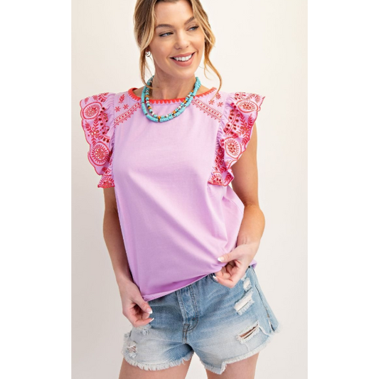Heart Of Gold Embroidered Top