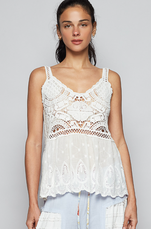 Crochet & Eyelet Tank