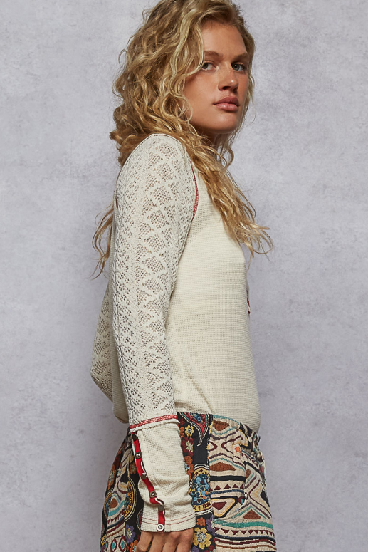 Knit Sleeve Henley Top