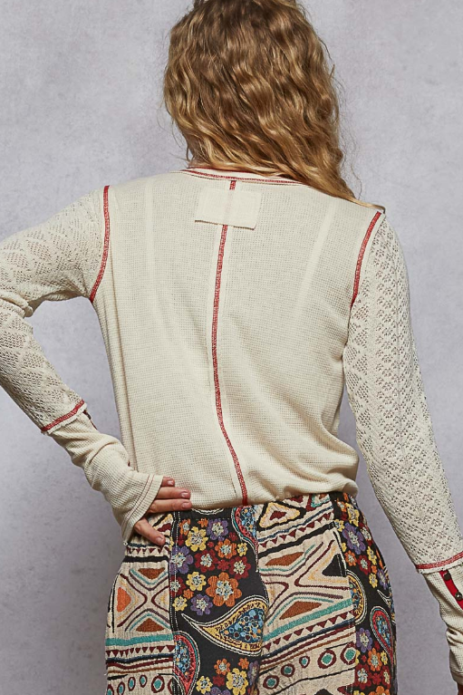 Knit Sleeve Henley Top