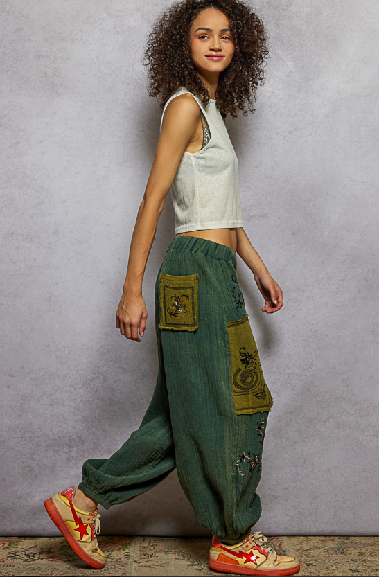 Mossy Trails Embroidered Pants