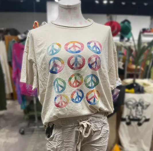 Distressed Peace Sign Graphic Tee