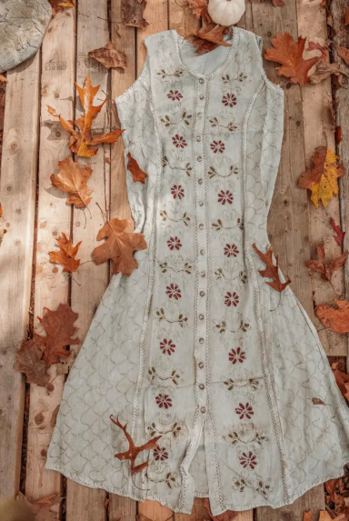 Embroidered Button Down Dress