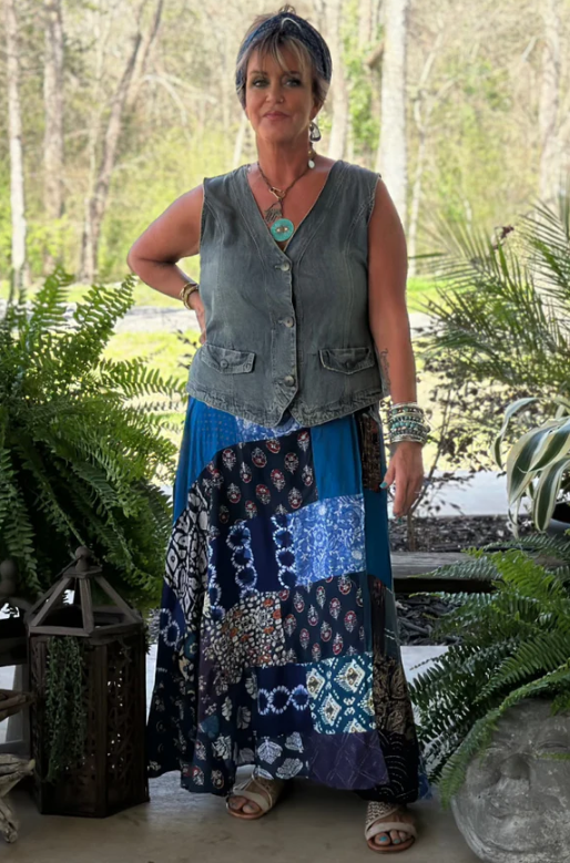 Patchwork Sunrise Wrap Skirt