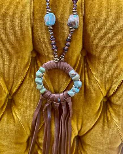 Turquoise Roundabout Fringe Necklace