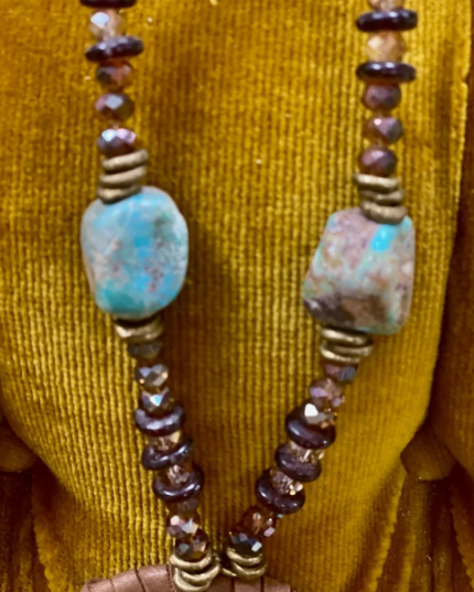 Turquoise Roundabout Fringe Necklace
