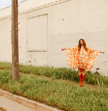 Floral Kaftan Mini Dress