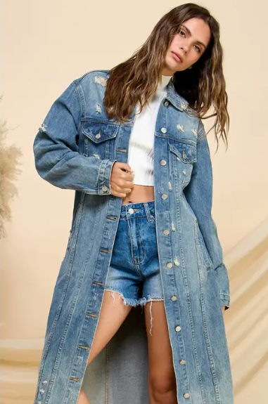 Longline Blues Denim Jacket