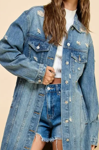 Longline Blues Denim Jacket