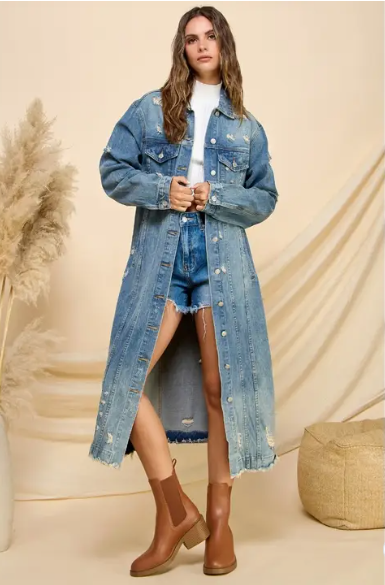 Longline Blues Denim Jacket