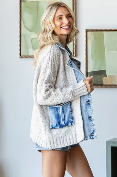 Hidden Agenda Knit/Denim Jacket