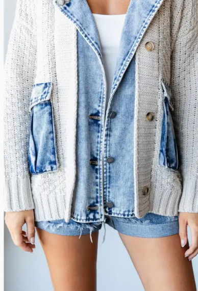 Hidden Agenda Knit/Denim Jacket