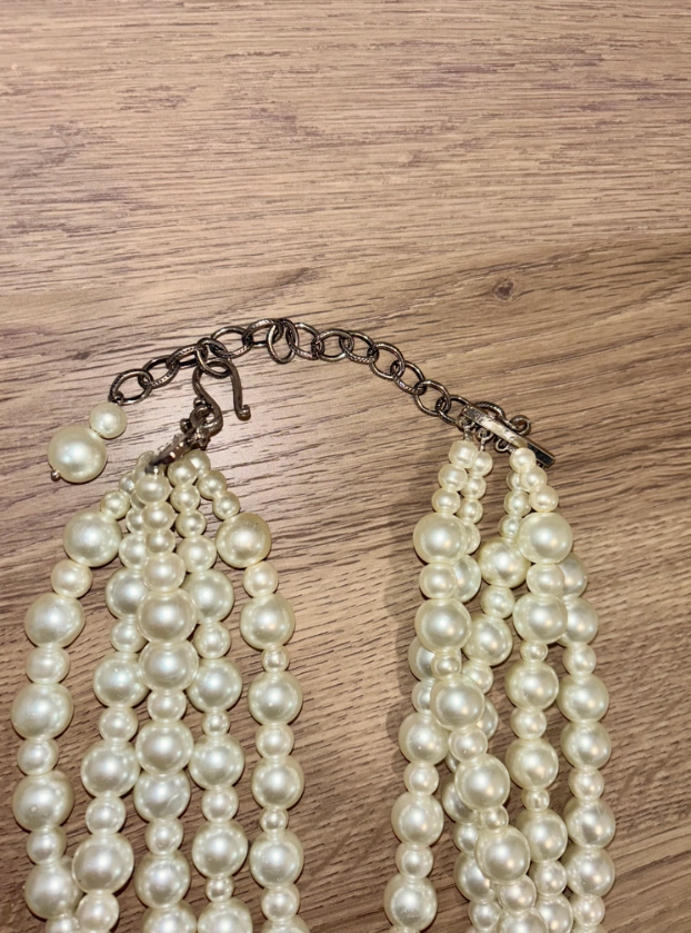 Five Strand Pearl Cross Necklace