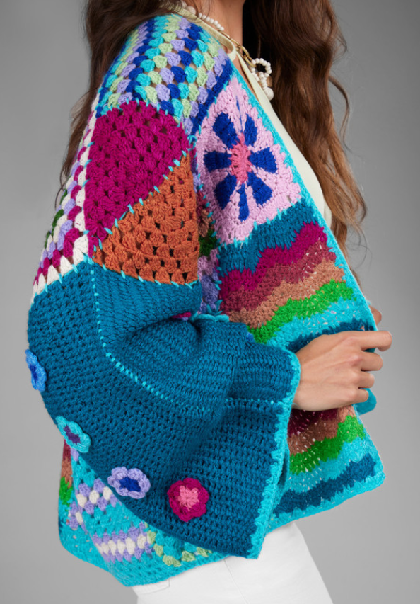 Retro Rainbow Crochet Cardigan