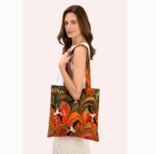 Marbled Swallows Velvet Tote Bag