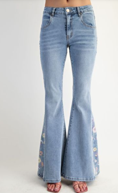 Wildflower Pop Denim Flares