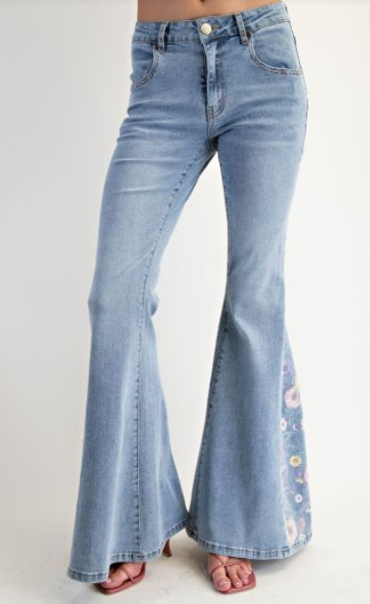 Wildflower Pop Denim Flares