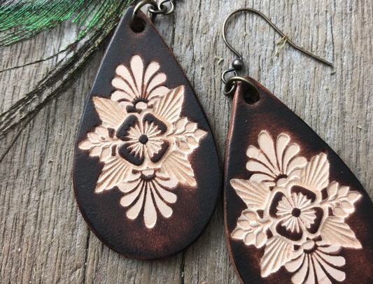 Leather Tear Drop Earrings