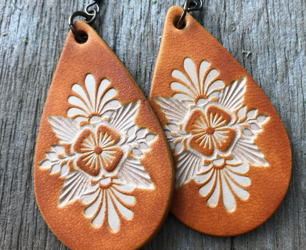 Leather Tear Drop Earrings