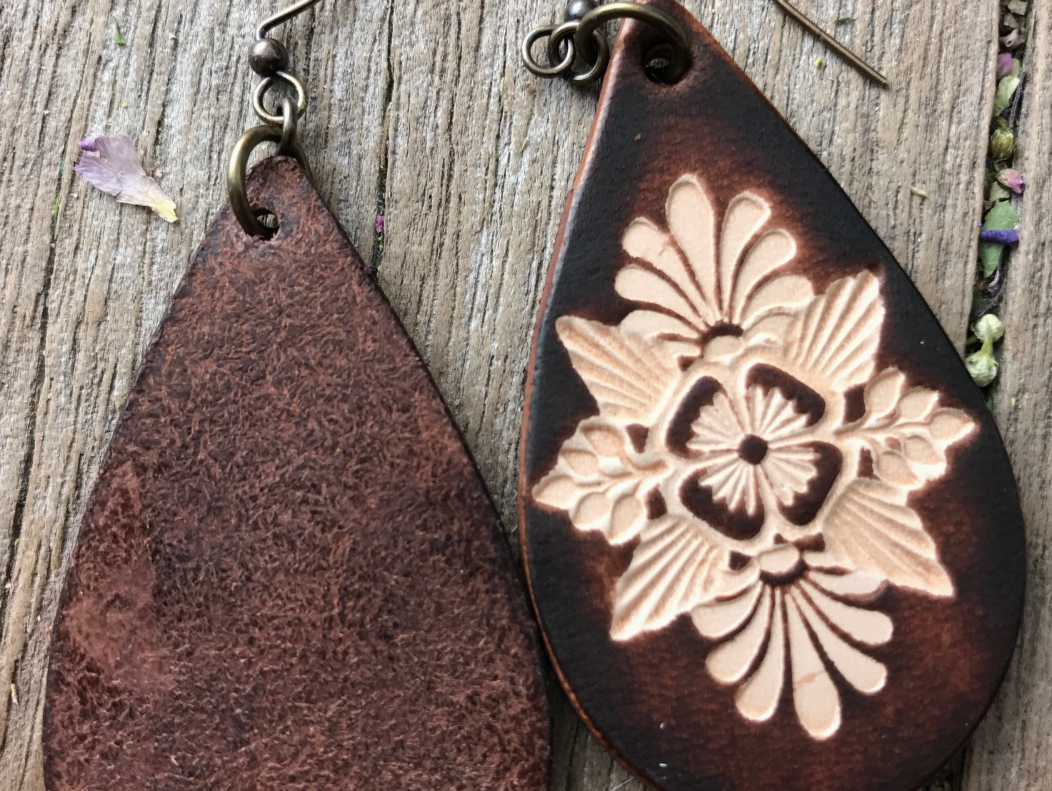Leather Tear Drop Earrings