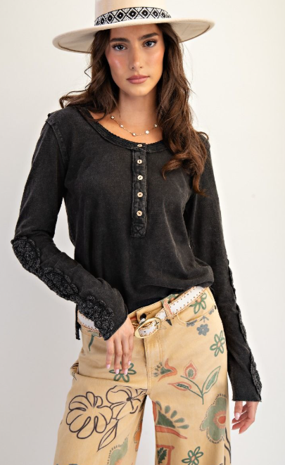 Doily Crochet Henley Tops