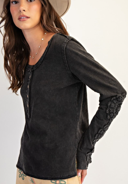 Doily Crochet Henley Tops