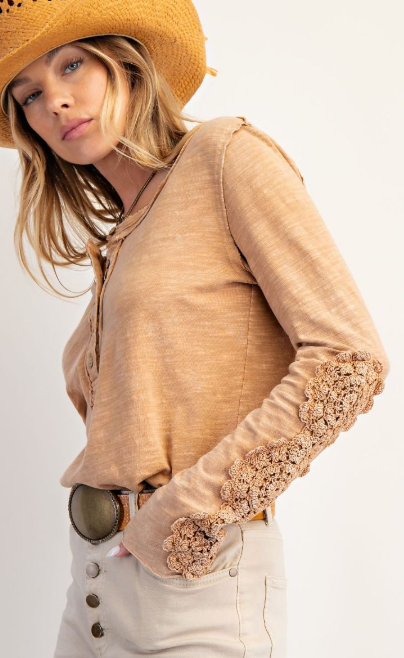 Doily Crochet Henley Tops