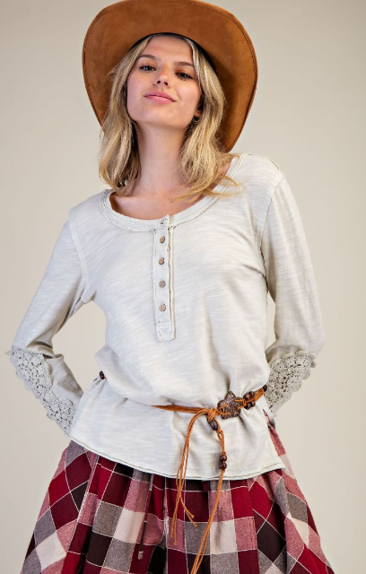 Doily Crochet Henley Tops