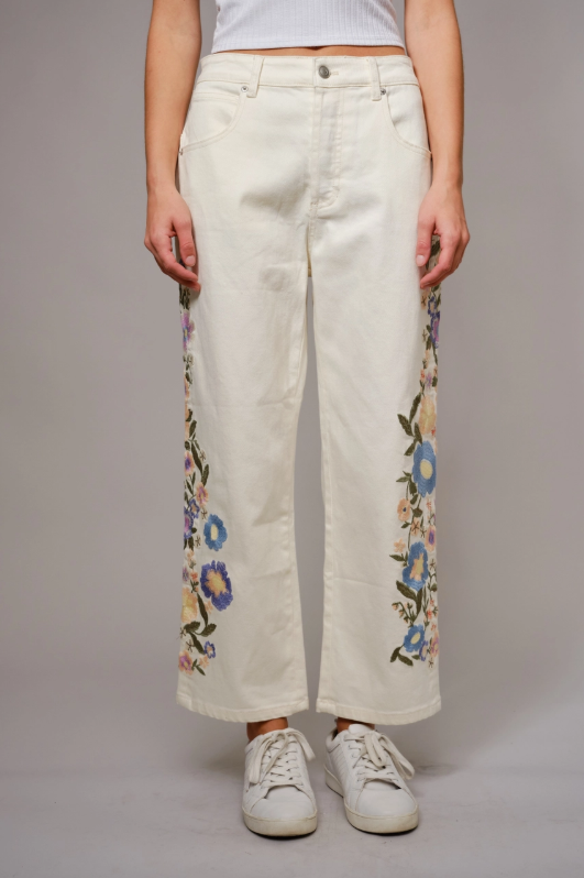 Keep Growing Embroidered Jeans