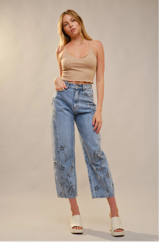 Walk On By Floral Jeans