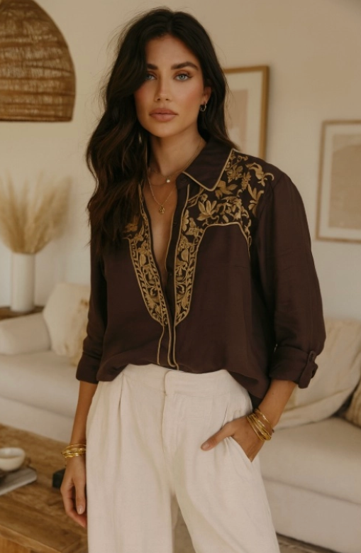 The Savanna Vines Embroidered Top