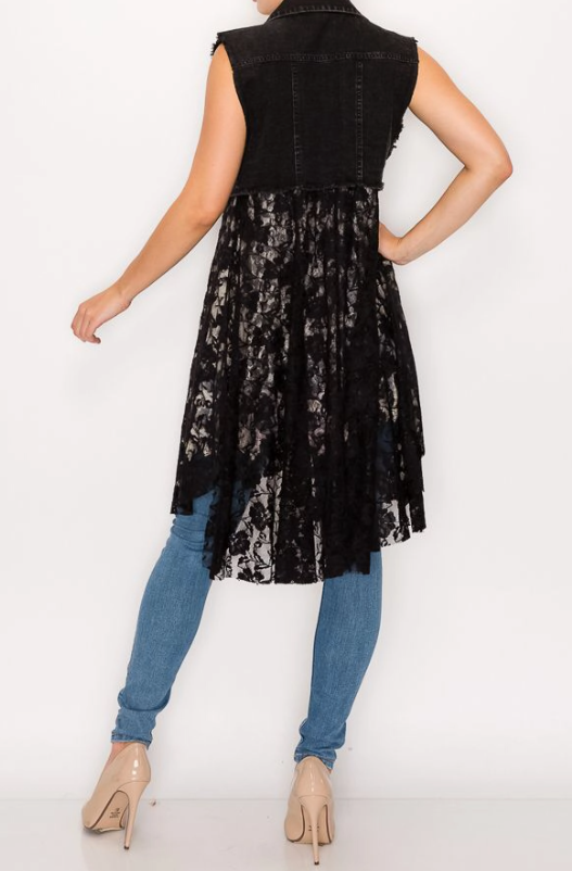 Midnight Denim & Lace Vest