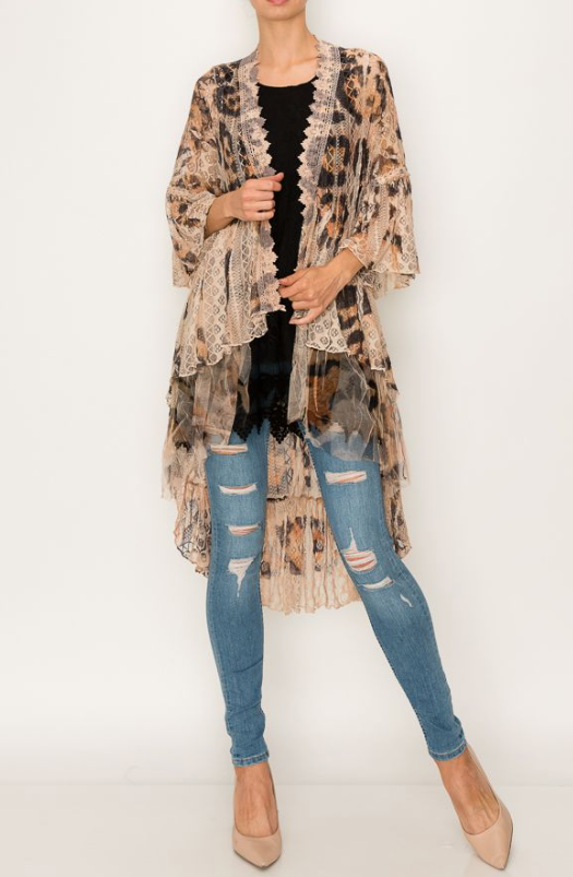 Run Wild Leopard Print Lace Duster *Final Sale*