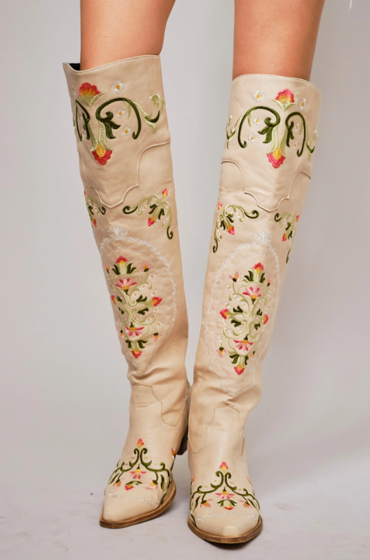 Embroidered Knee High Cowgirl Boots