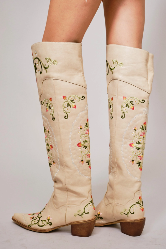 Embroidered Knee High Cowgirl Boots