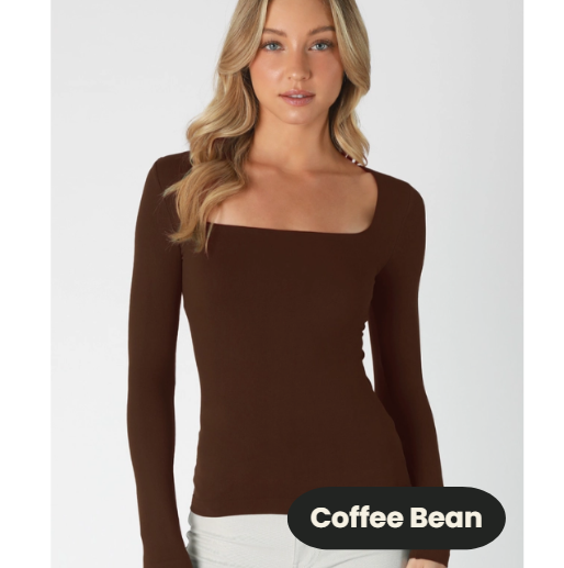 Seamless Square Neck Long Sleeve Top